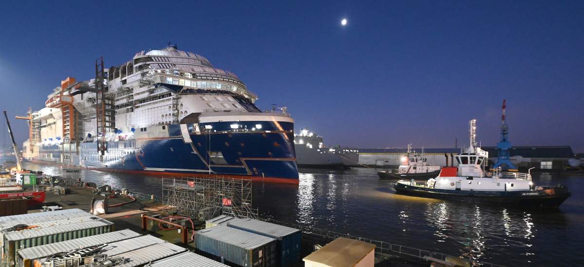 Celebrity Xcel : Saint-Nazaire met  l'eau son premier paquebot   propulsion mthanol | Mer et Marine