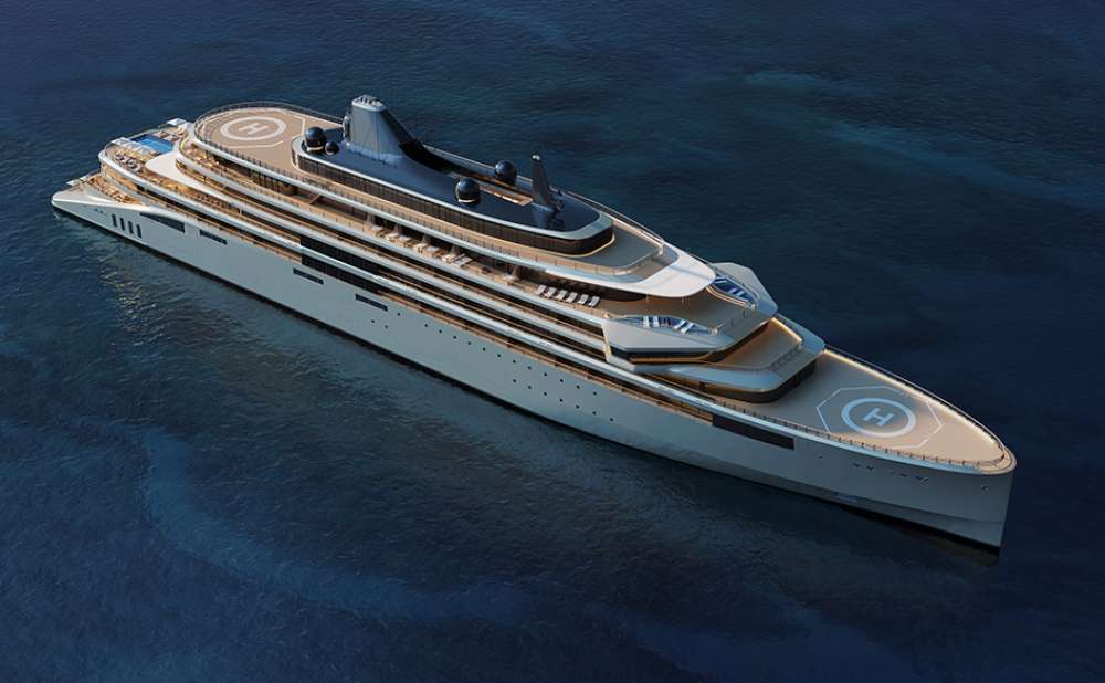La coque du super-yacht d’Aman at Sea est arrivée au chantier T ...
